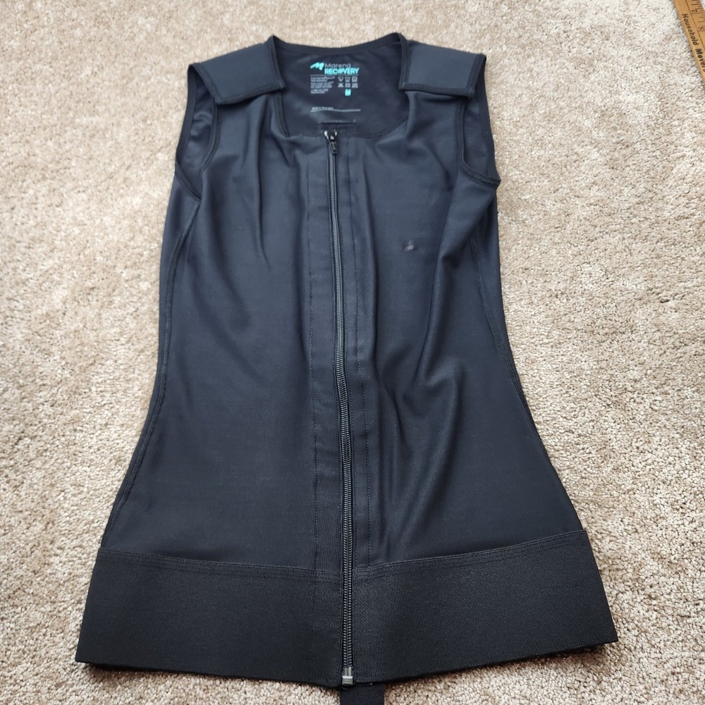 Marena Recovery Womens Compression Vest Black Zip Front Post Surgical Size M